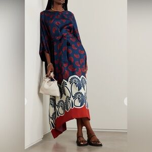 BRAND NEW LA DOUBLEJ  printed silk-twill dress/kaftan. S/M. 6/8 Gorg colors 1150